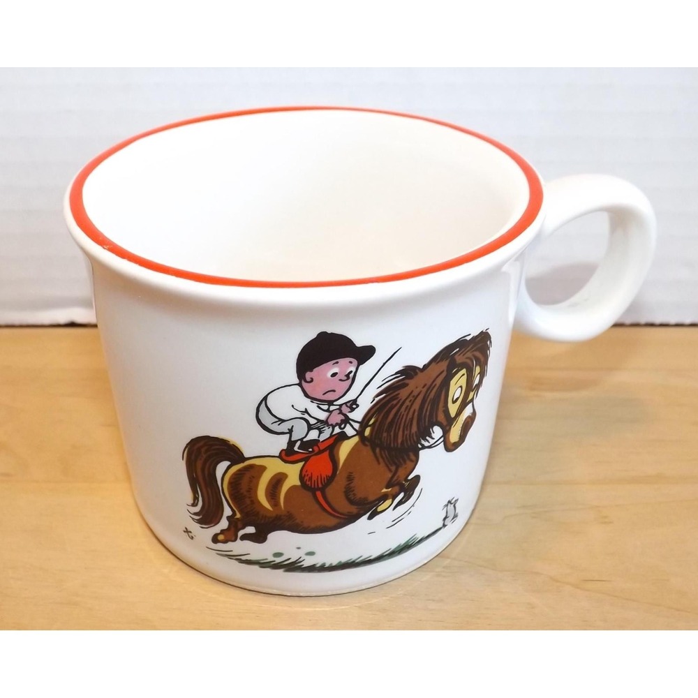Thelwell Design Mug Cartoon Boy Riding Horse
